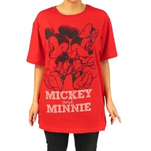 Disney Mickey and Minnie Mouse Red Graphic Tee Shirt Sketch Art Plus Size 1X